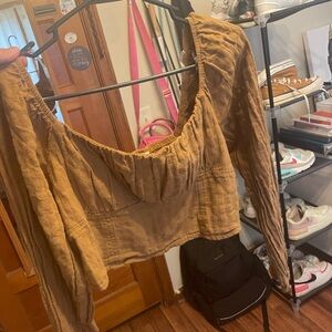Love on a Hanger Brown Smocked Long Sleeve Blouse